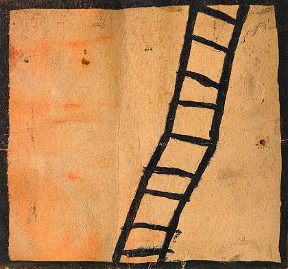 弯曲的梯子`Geknickte Leiter (1918) by Egon Schiele