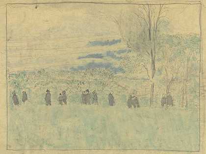 徒步旅行者的风景`Landschap met wandelaars (1878 ~ 1940) by Édouard Vuillard