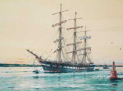 广场上安装了澳大利亚的windjammer，后来还安装了著名的帆船训练船Illawara`The square-rigged Australian windjammer and, later, celebrated sail training ship Illawara lying on by Jack Spurling