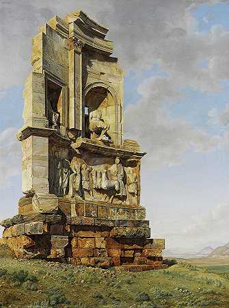 雅典菲洛帕普斯纪念碑`The Monument to Philopappos, Athens by Giovanni Battista Lusieri