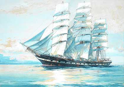 快船Ephrosyne号`Clipper ship Euphrosyne by Jack Spurling