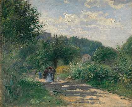 卢韦西恩斯的一条路`A Road in Louveciennes (ca. 1870) by Pierre-Auguste Renoir