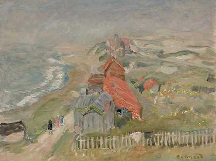 路边的房子或悬崖上的房子`La Maison Au Bord Du Chemin Ou Maisons Sur La Falaise (1918) by Pierre Bonnard