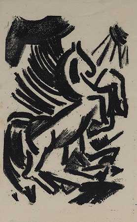 无标题（马）。爆炸图`Untitled (Horse). Illustration from Explodity (1913) by Olga Vladimirovna Rozanova
