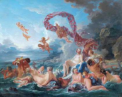 爱之岛维纳斯的胜利`The Triumph of Venus, island of love by Francois Boucher