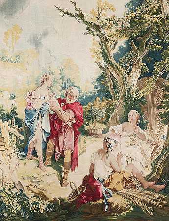 展示普赛克和制篮师的挂毯`Tapestry showing Psyche and the Basketmaker by Francois Boucher