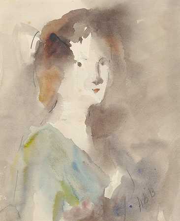 女人的肖像`Portrait of a Woman by Hercules Brabazon Brabazon