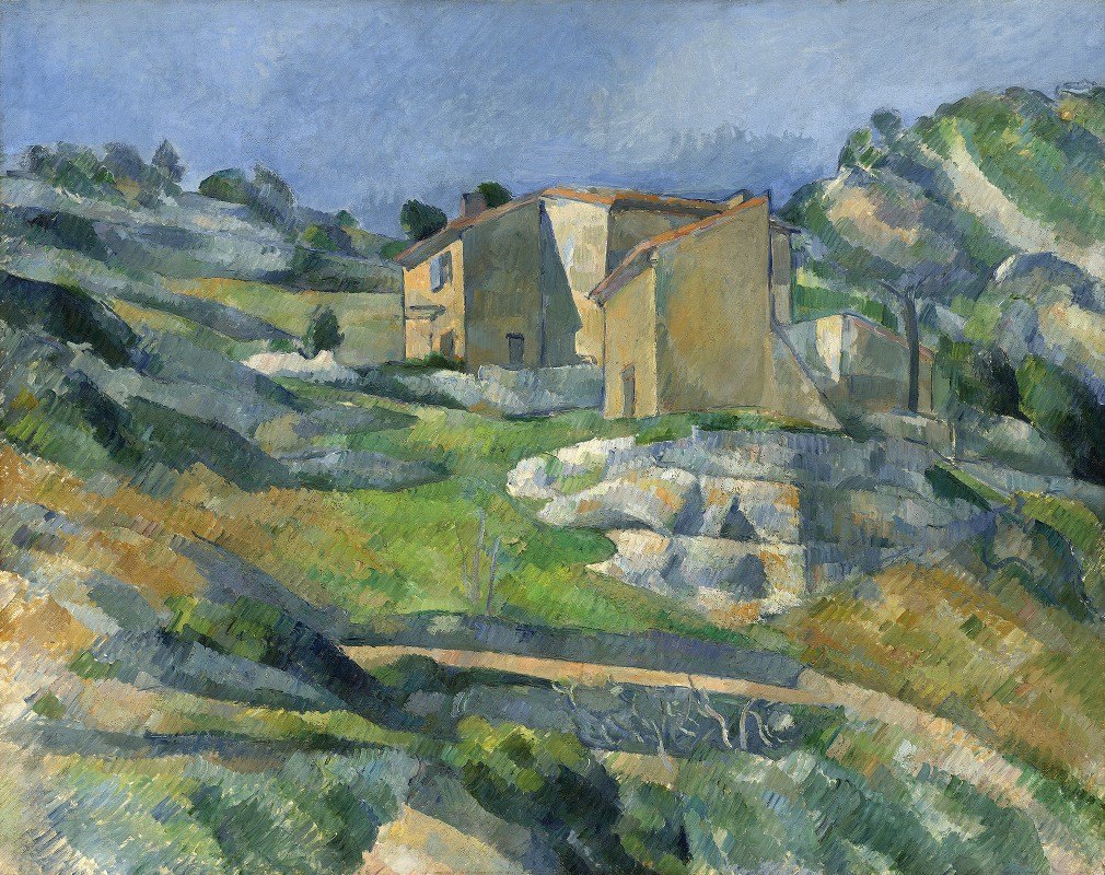 普罗旺斯的房屋——L附近的里奥河谷埃斯塔克`Houses in Provence – The Riaux Valley near LEstaque (c. 1883) by Paul Cézanne