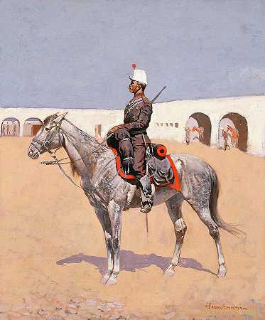 墨西哥骑兵队`Cavalryman of the Line, Mexico by Frederic Remington