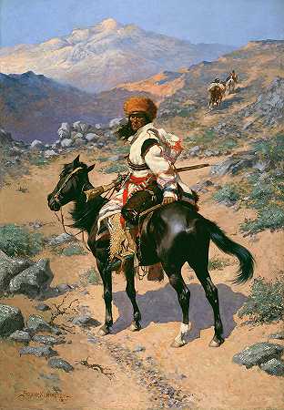 印度捕猎者`An Indian Trapper by Frederic Remington