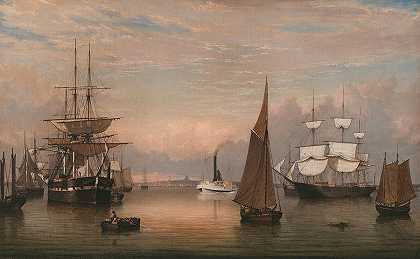 波士顿港`Boston Harbor by Fitz Henry Lane