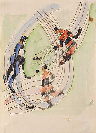 曲棍球运动员`Hockeyspieler (1934) by Ernst Ludwig Kirchner