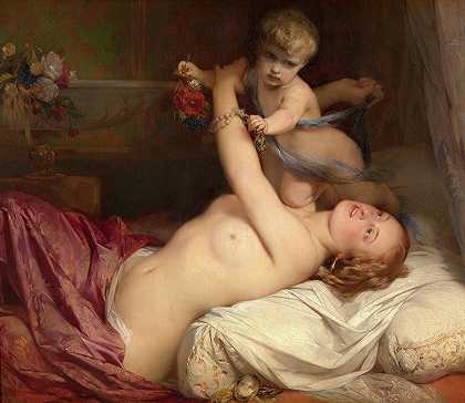 带孩子的年轻母亲`Young Mother with Child by Gustave Wappers