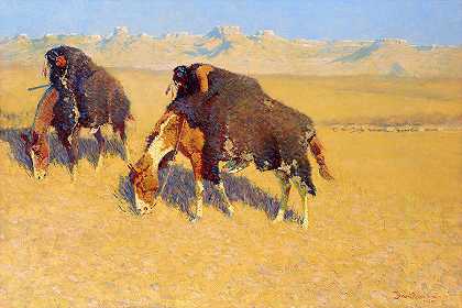 印第安人模仿水牛`Indians Simulating Buffalo by Frederic Remington