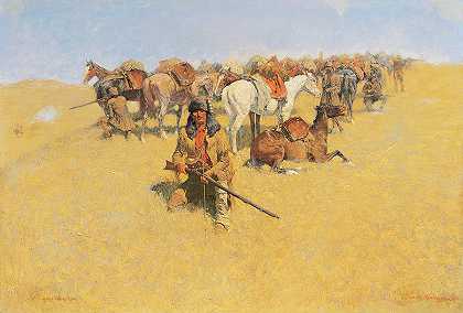 古老的平原之战`An Old-Time Plains Fight by Frederic Remington