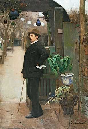 米克尔·乌特里洛肖像`Portrait Of Miquel Utrillo (from 1890 until 1891) by Santiago Rusiñol