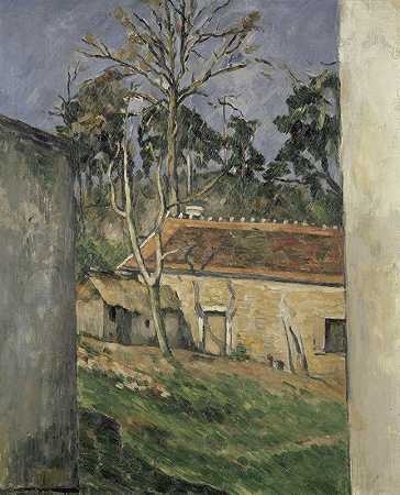农家院`Farmyard by Paul Cézanne