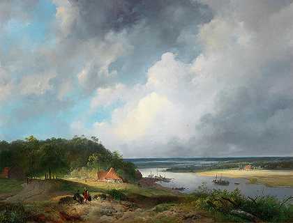 广阔的河流景观`Extensive river landscape by Wijnand Jan Joseph Nuyen