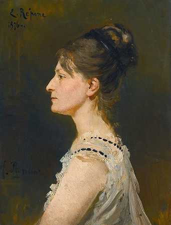 据说是玛丽亚·格里戈列夫娜·格的一位女士的肖像（1854-1932）`Portrait Of A Lady Said To Be Maria Grigorievna Ge (1854~1932) (1876) by Ilya Efimovich Repin