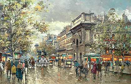 大大道-圣马丁门和圣丹尼斯门`The Grands Boulevards- Porte St. Martin and Porte St. Denis by Antoine Blanchard