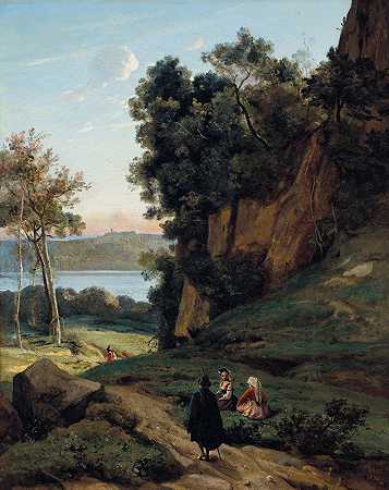 来自阿尔巴诺的意大利人`Italiens D’Albano (1834) by Jean-Baptiste-Camille Corot