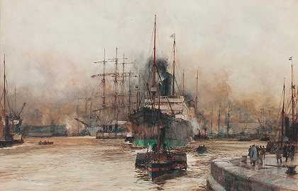 克莱德号`On the Clyde by Charles Edward Dixon