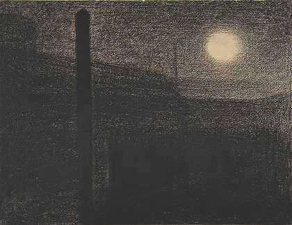 曲线工厂`Courbevoie; Factories by Moonlight (1882–83) by Moonlight by Georges Seurat