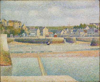 外港恩贝辛港（低潮）`Port~en~Bessin, The Outer Harbor (Low Tide) (1888) by Georges Seurat