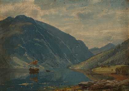 弗拉峡湾`Fra Fjærland (1877) by Amaldus Nielsen