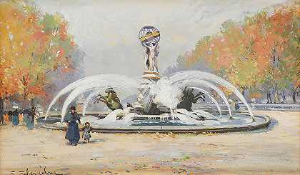 天文台花园`The Garden of the Observatory by Eugene Galien-Laloue