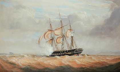 “H.M.S.皮克”号护卫舰成功地从拉布拉多港升空`The frigate H.M.S. Pique successfully being refloated off Labrador by John Christian Schetky