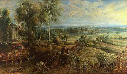 清晨海特·斯汀的景色`A View of Het Steen in the Early Morning by Peter Paul Rubens