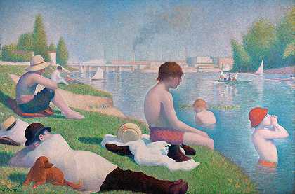Asnieres的沐浴者`Bathers at Asnieres by Georges Seurat