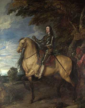 查尔斯一世的马术肖像`Equestrian Portrait of Charles I by Anthony van Dyck