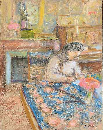 Vuillard夫人写作，秃鹫`Madame Vuillard écrivant, Vaucresson (1920~1924) by Édouard Vuillard
