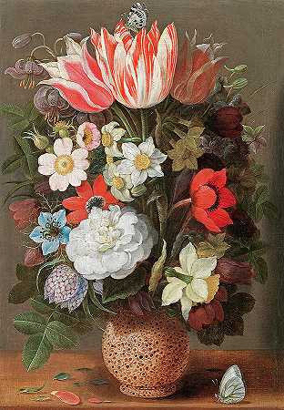 蛇形花瓶里的花`Flowers in a Serpentine Vase by Osaias Beert the Elder