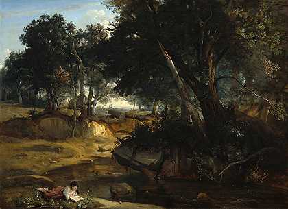 枫丹白露森林`Forest of Fontainebleau (1834) by Jean-Baptiste-Camille Corot