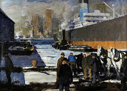 码头工人`Men of the Docks by George Bellows