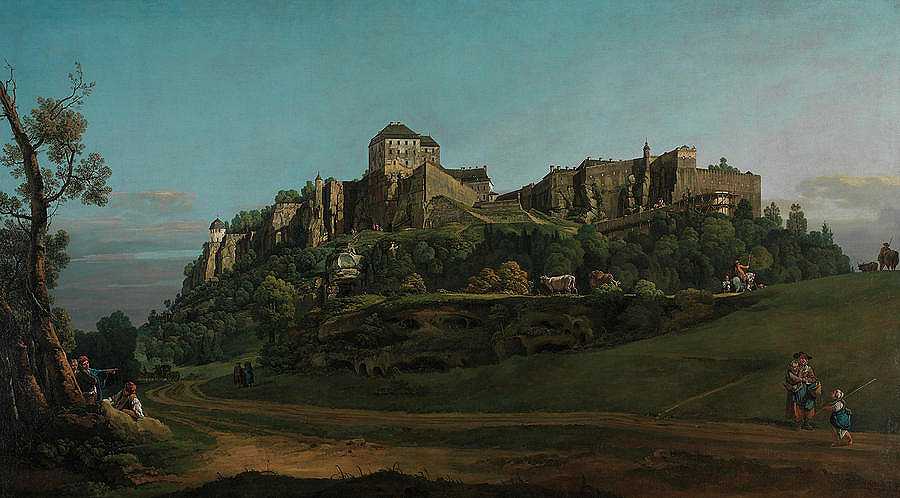 北方的柯尼格斯坦要塞`The Fortress of Koenigstein from the North by Bernardo Bellotto