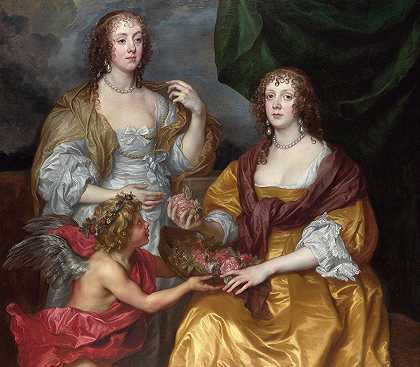 伊丽莎白·廷贝尔比夫人和她的妹妹`Lady Elizabeth Thimbelby and her Sister by Anthony van Dyck