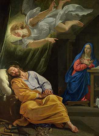圣约瑟夫之梦`The Dream of Saint Joseph by Philippe de Champaigne