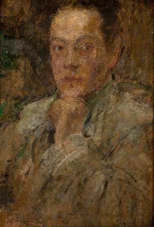 雕塑家斯特凡·兹比格涅维奇肖像`Portrait of Sculptor Stefan Zbigniewicz (1930) by Olga Boznanska