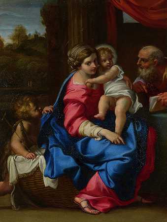 圣洁的家庭和婴儿圣约翰浸礼会`The Holy Family with the Infant Saint John the Baptist by Annibale Carracci