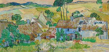 奥弗斯附近的农场`Farms near Auvers by Vincent van Gogh
