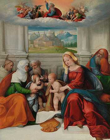 圣徒家庭`The Holy Family with Saints by Garofalo