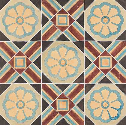瓷砖设计`Tile Design (1880–99) by Frederick Krieg