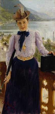 娜塔莉亚·诺德曼肖像`Portrait Of Natalia Nordmann (1900) by Ilya Efimovich Repin