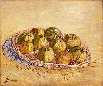 静物画，一篮苹果`Still Life, Basket of Apples (1887) by Vincent van Gogh