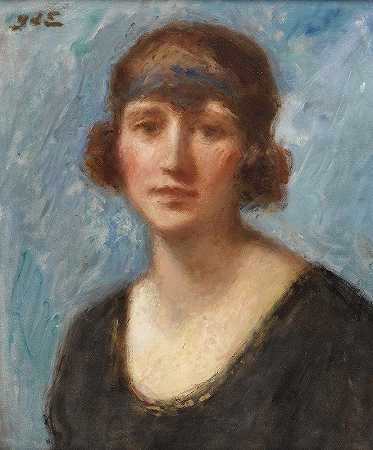一位女士的肖像`Portrait Of A Lady by Georges d;Espagnat