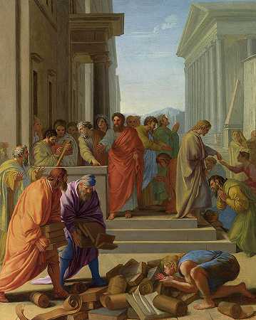 圣保罗在以弗所讲道`Saint Paul preaching at Ephesus by Eustache Le Sueur
